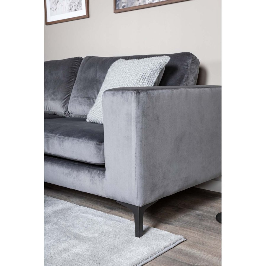 VENTURE DESIGN Bolero 3 pers. sofa - mrkegr velour og sort metal