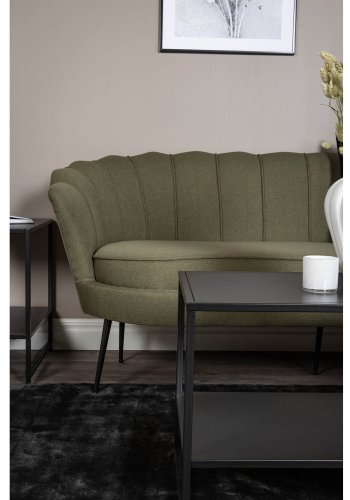 VENTURE DESIGN Calais 3 personers sofa - grn polyester og sort metal