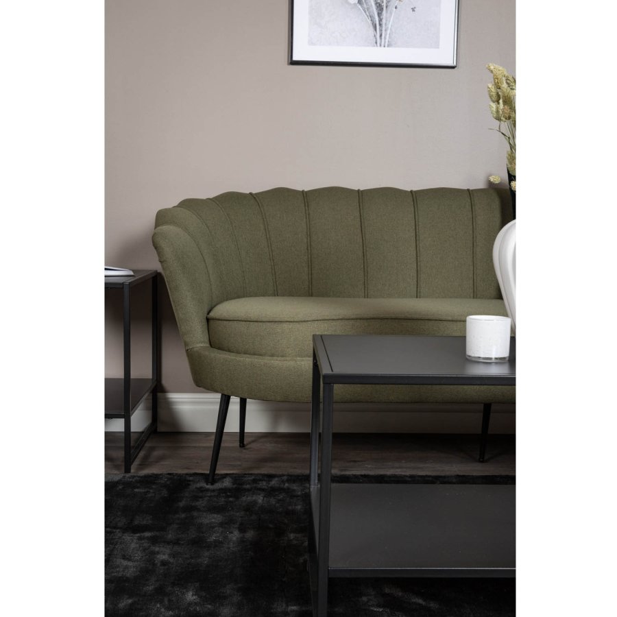 VENTURE DESIGN Calais 3 personers sofa - grn polyester og sort metal