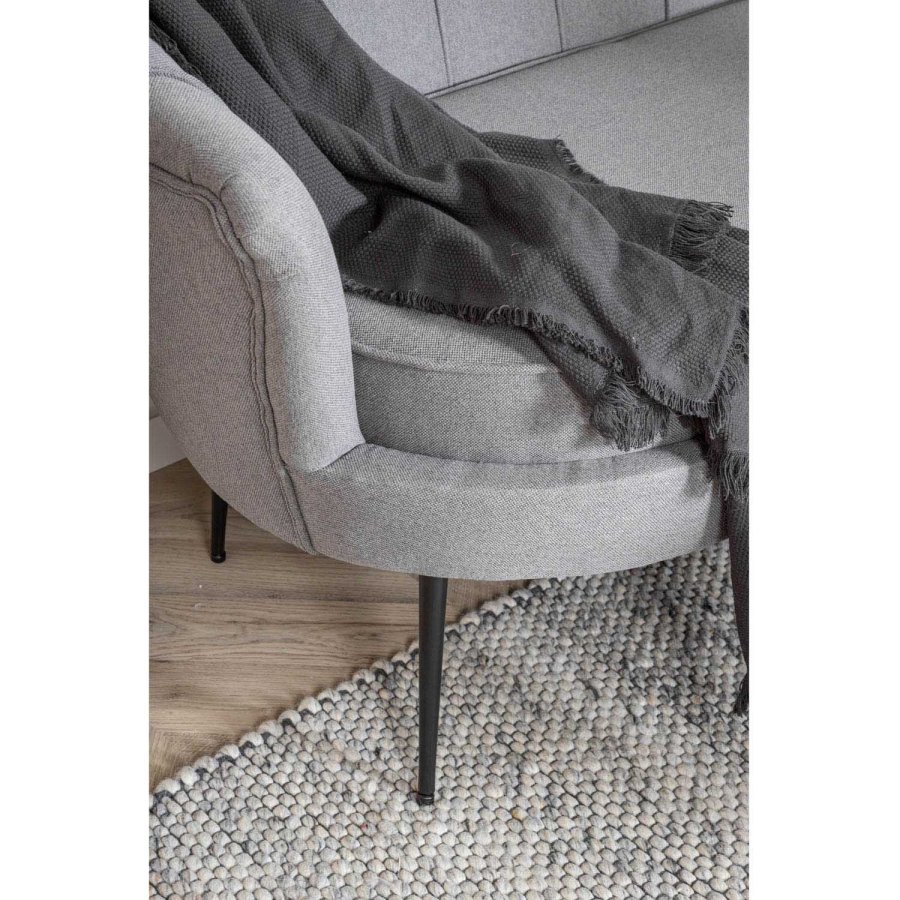 VENTURE DESIGN Calais 3 personers sofa - gr polyester og sort metal