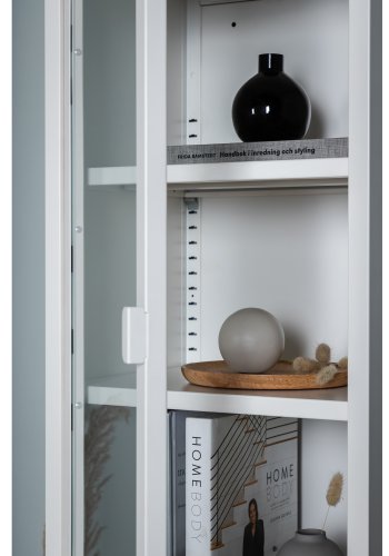 VENTURE DESIGN High Thin skab, m. 1 lge og 3 hylder - glas og hvid stl