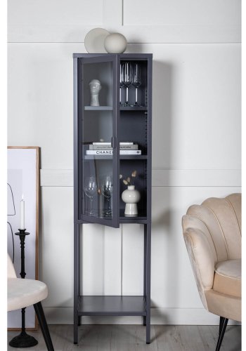 VENTURE DESIGN High Thin skab, m. 1 lge og 3 hylder - glas og gr stl