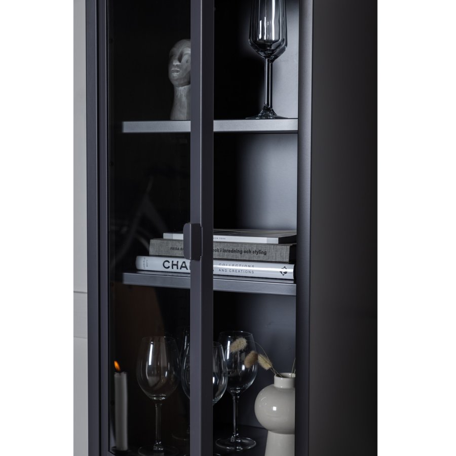 VENTURE DESIGN High Thin skab, m. 1 lge og 3 hylder - glas og gr stl