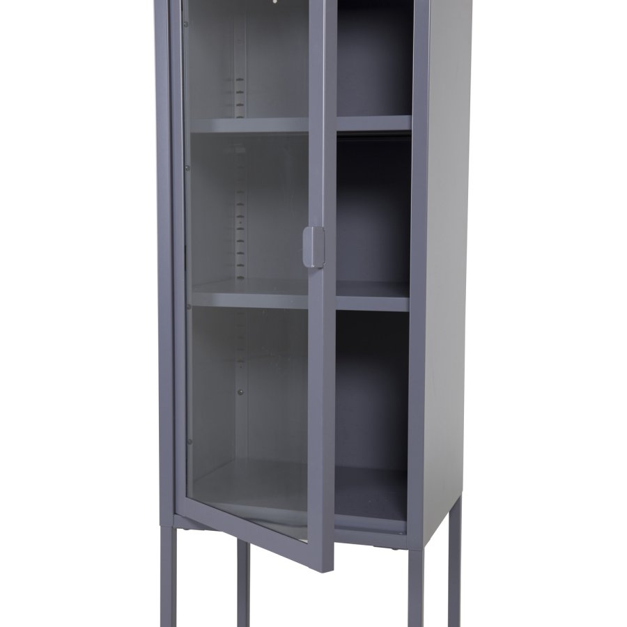 VENTURE DESIGN High Thin skab, m. 1 lge og 3 hylder - glas og gr stl