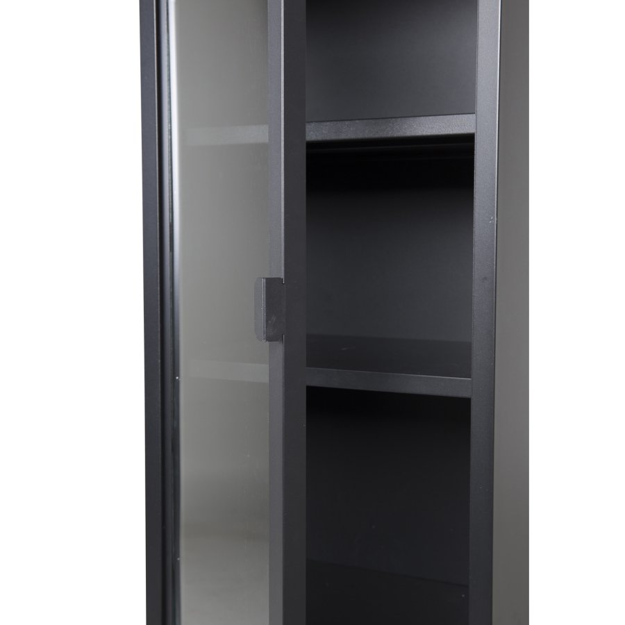 VENTURE DESIGN High Thin skab, m. 1 lge og 3 hylder - glas og sort stl