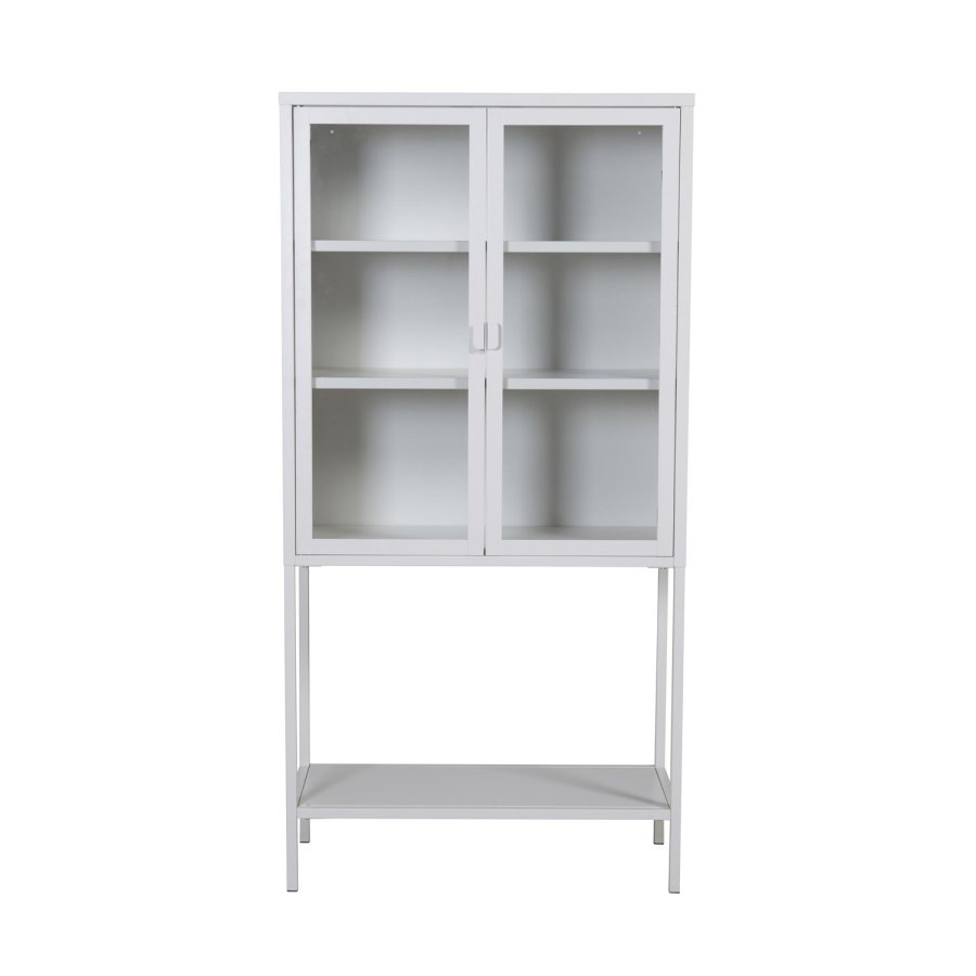 VENTURE DESIGN High Wide skab, m. 2 lger og 3 hylder - glas og hvid stl