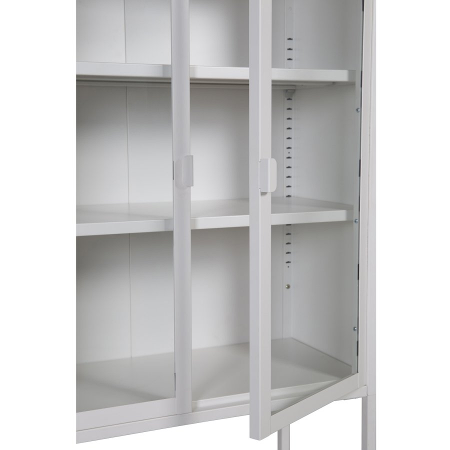 VENTURE DESIGN High Wide skab, m. 2 lger og 3 hylder - glas og hvid stl