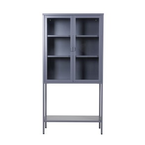 VENTURE DESIGN High Wide skab, m. 2 lger og 3 hylder - glas og grt stl