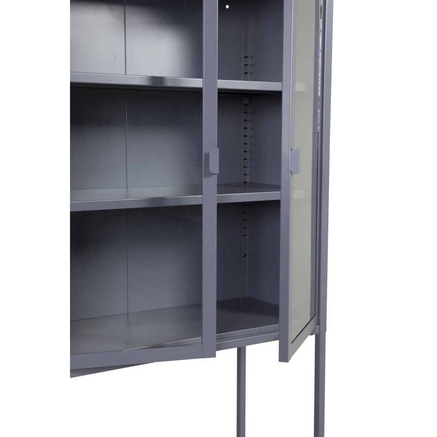 VENTURE DESIGN High Wide skab, m. 2 lger og 3 hylder - glas og grt stl