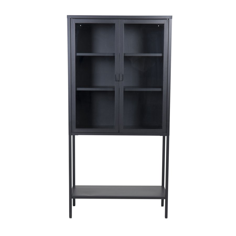 VENTURE DESIGN High Wide skab, m. 2 lger og 3 hylder - glas og sort stl