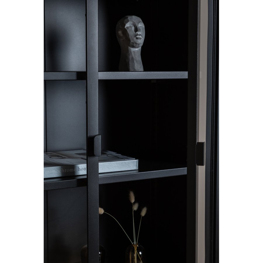 VENTURE DESIGN High Wide skab, m. 2 lger og 3 hylder - glas og sort stl