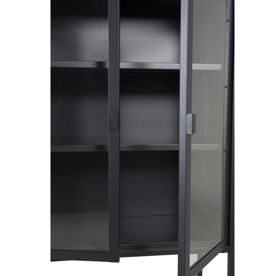 VENTURE DESIGN High Wide skab, m. 2 lger og 3 hylder - glas og sort stl