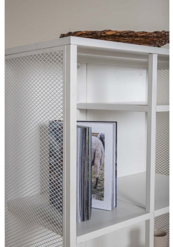 VENTURE DESIGN Low skab, m. 2 mesh lger og 2 hylder - hvid stl