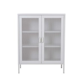 VENTURE DESIGN Low skab, m. 2 mesh lger og 2 hylder - hvid stl