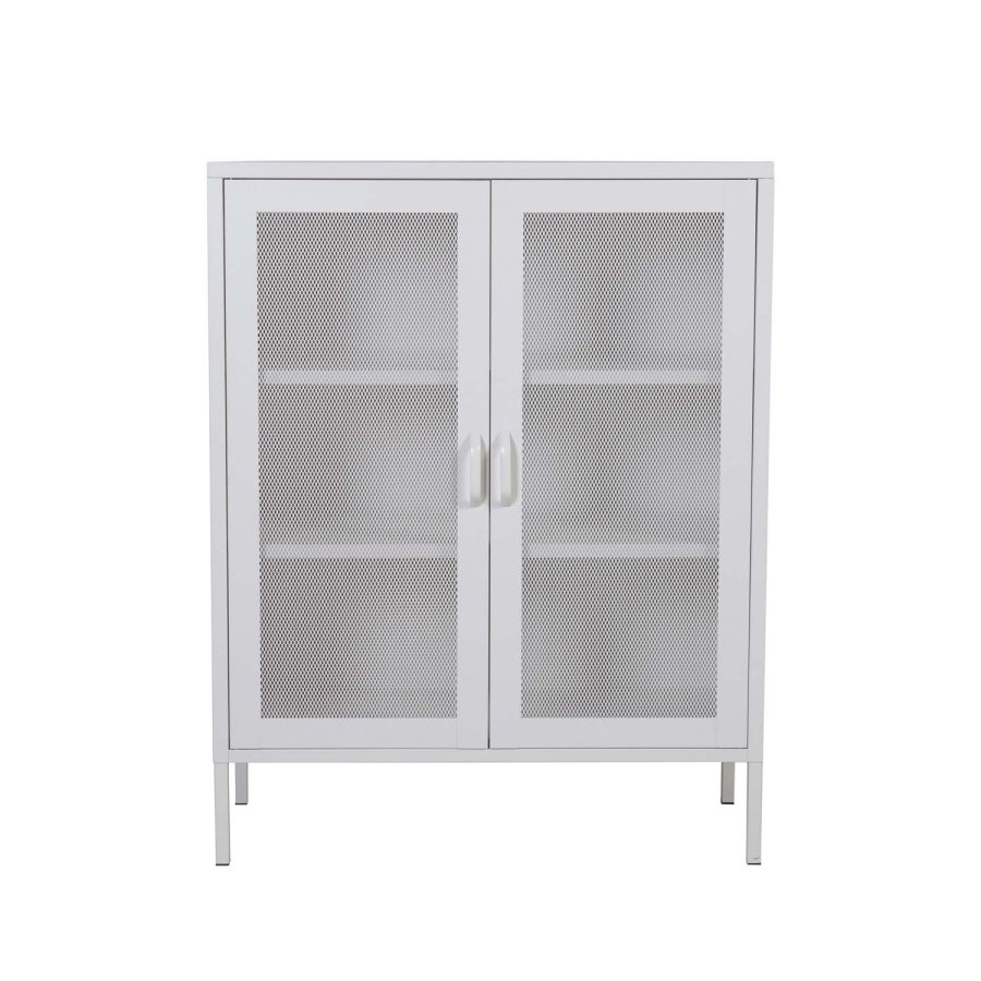 VENTURE DESIGN Low skab, m. 2 mesh lger og 2 hylder - hvid stl