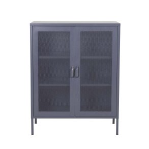 VENTURE DESIGN Low skab, m. 2 mesh lger og 2 hylder - gr stl