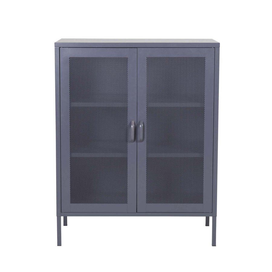 VENTURE DESIGN Low skab, m. 2 mesh lger og 2 hylder - gr stl