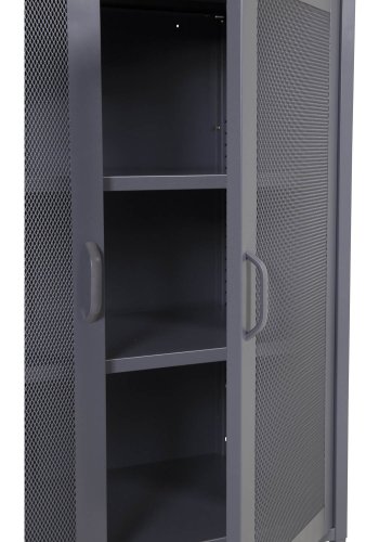 VENTURE DESIGN Low skab, m. 2 mesh lger og 2 hylder - gr stl