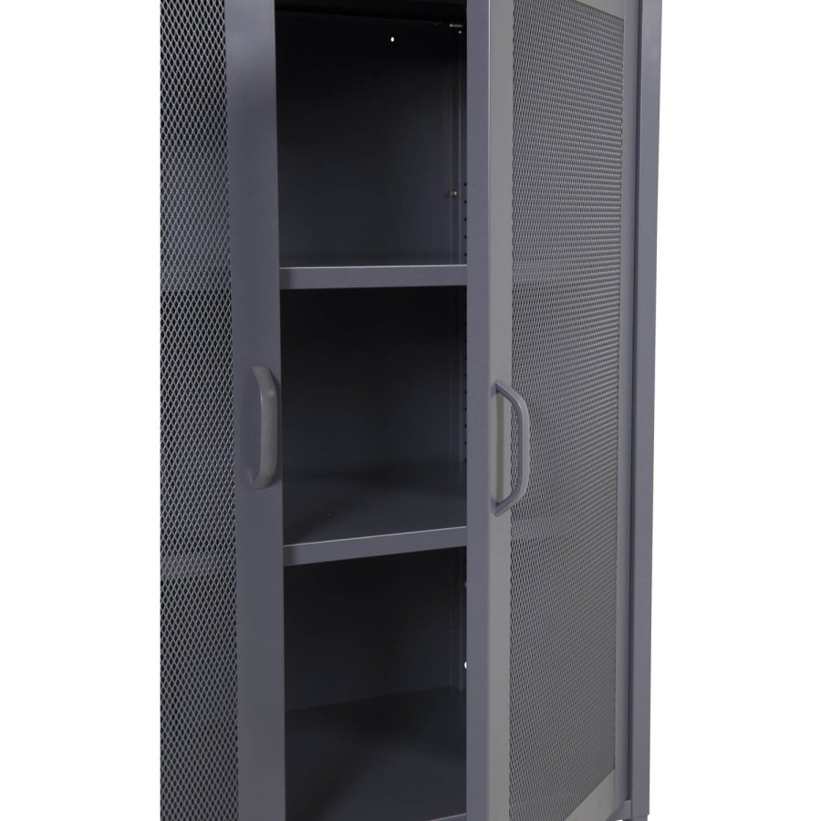 VENTURE DESIGN Low skab, m. 2 mesh lger og 2 hylder - gr stl