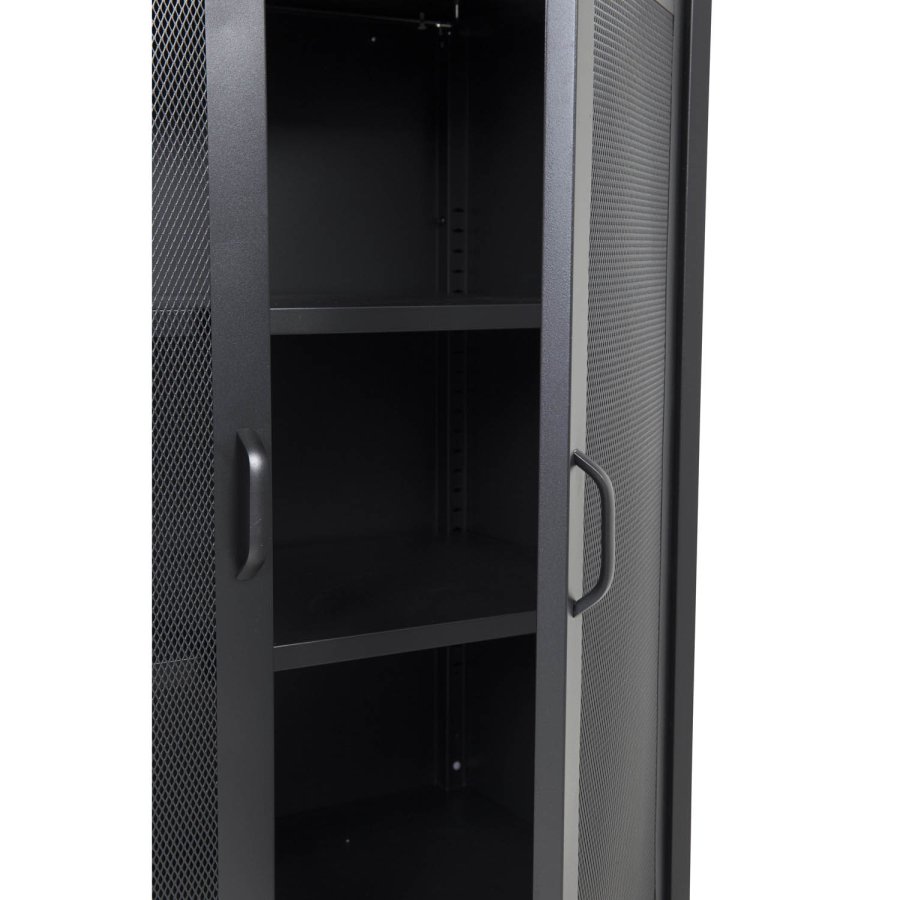 VENTURE DESIGN Low skab, m. 2 mesh lger og 2 hylder - sort stl