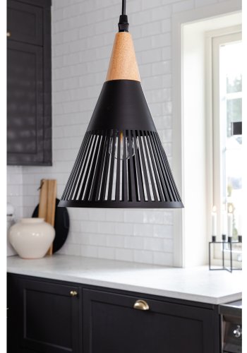 VENTURE DESIGN Gruid loftlampe - natur tr og sort jern