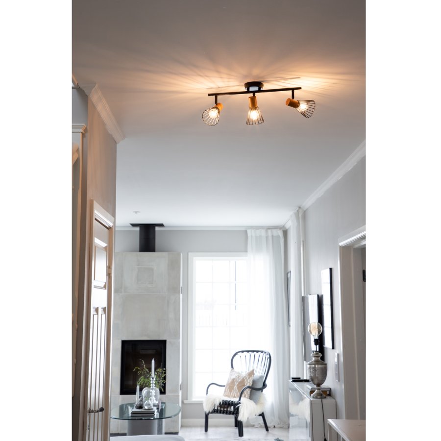 VENTURE DESIGN Atticus vglampe - natur tr og sort jern