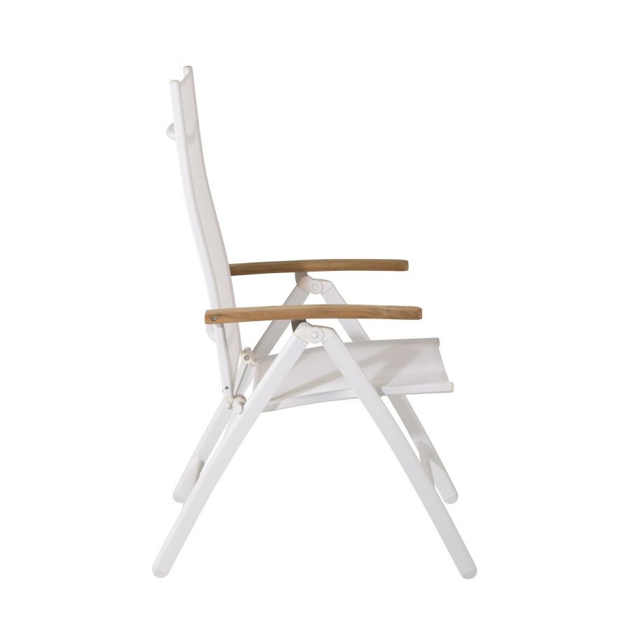 VENTURE DESIGN Panama Light 5 pos. havestol, m. armln - hvid textilene og aluminium, natur teaktr