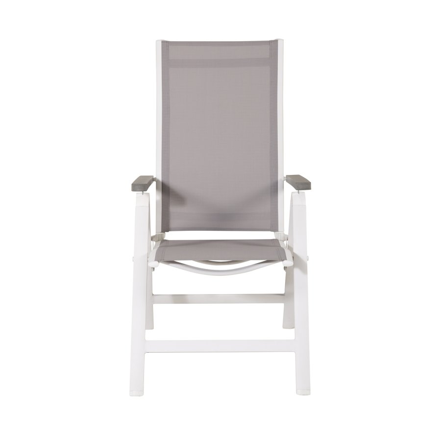 VENTURE DESIGN Albany Light 5 pos. havestol, m. armln - gr textilene og aintwood, hvid aluminium