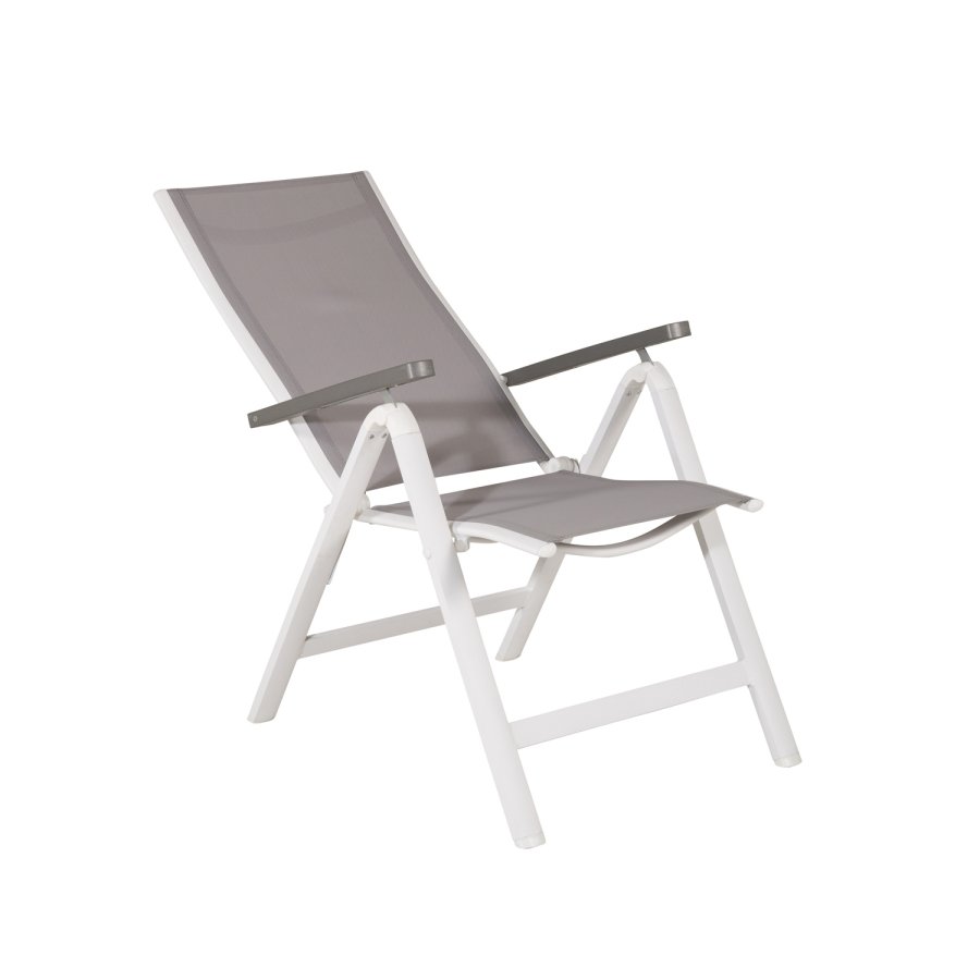 VENTURE DESIGN Albany Light 5 pos. havestol, m. armln - gr textilene og aintwood, hvid aluminium