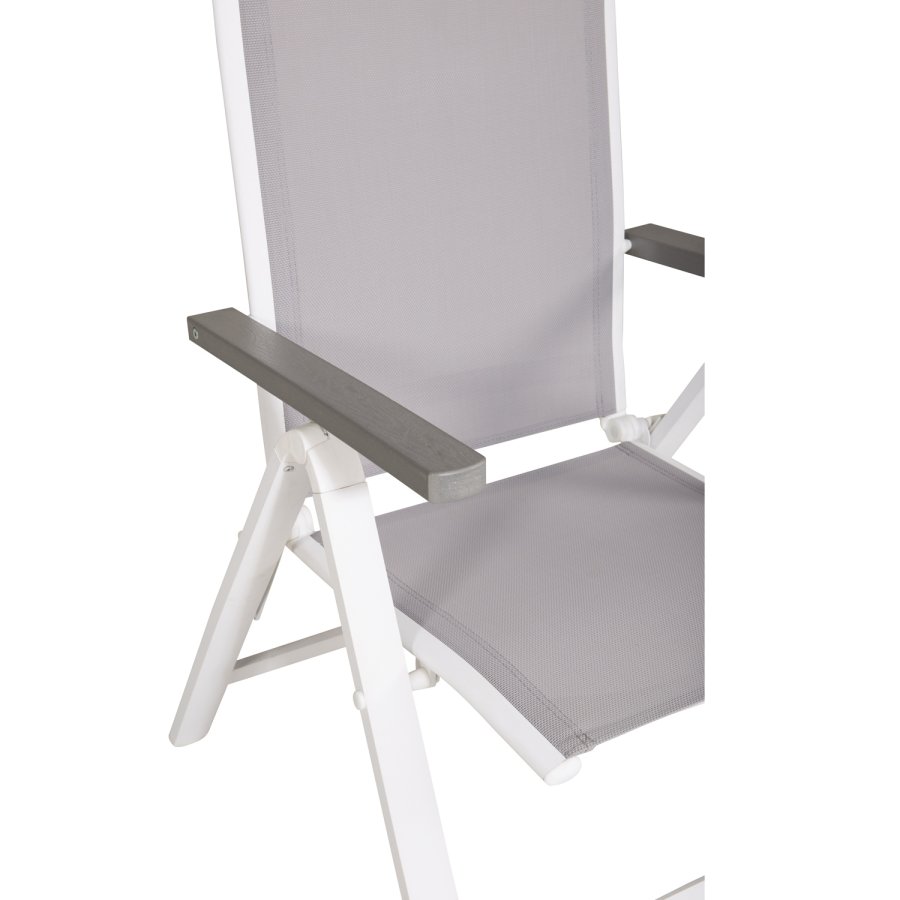 VENTURE DESIGN Albany Light 5 pos. havestol, m. armln - gr textilene og aintwood, hvid aluminium