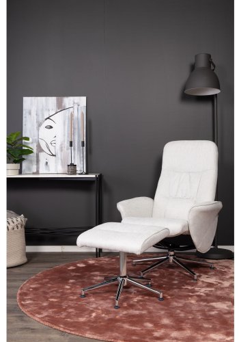 VENTURE DESIGN Rolf recliner lnestol, m. fodskammel - gr polyester og krom metal