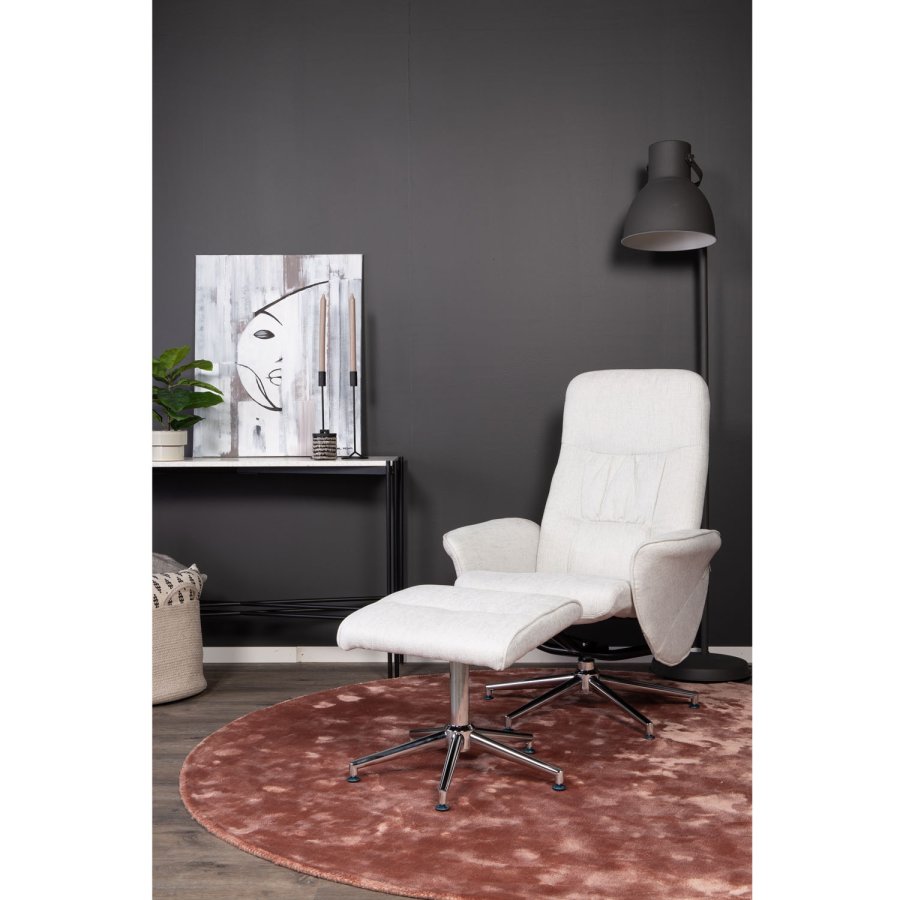 VENTURE DESIGN Rolf recliner lnestol, m. fodskammel - gr polyester og krom metal