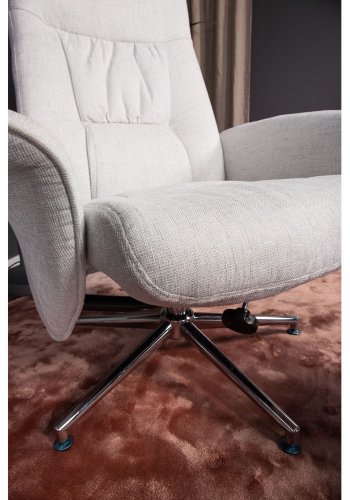 VENTURE DESIGN Rolf recliner lnestol, m. fodskammel - gr polyester og krom metal