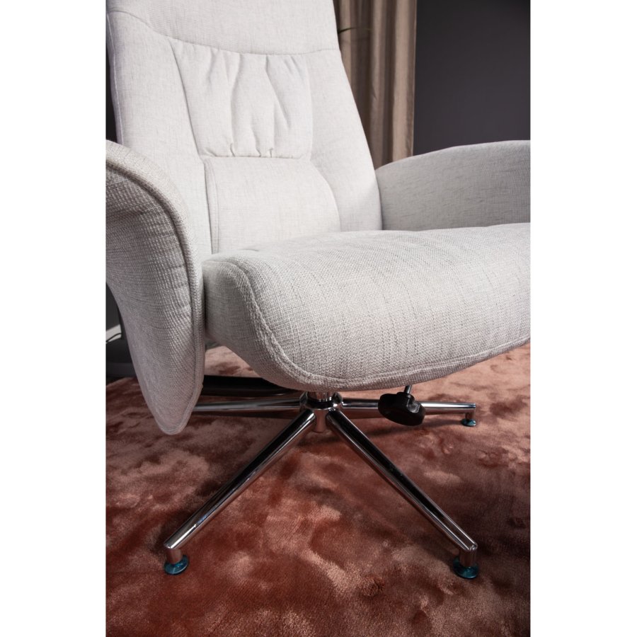 VENTURE DESIGN Rolf recliner lnestol, m. fodskammel - gr polyester og krom metal