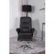 VENTURE DESIGN Rolf recliner lnestol, m. fodskammel - sort PU og krom metal
