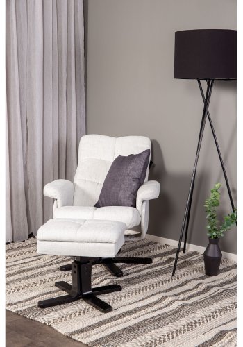 VENTURE DESIGN Sven recliner lnestol m. fodskammel - gr stof og sort metal