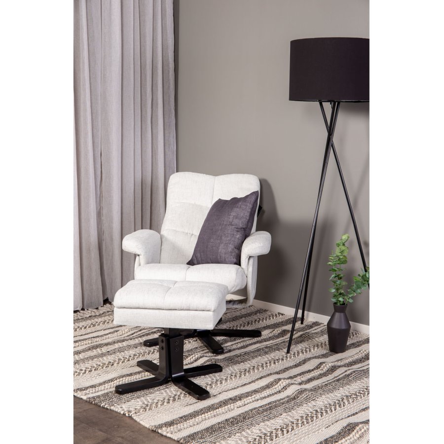 VENTURE DESIGN Sven recliner lnestol m. fodskammel - gr stof og sort metal