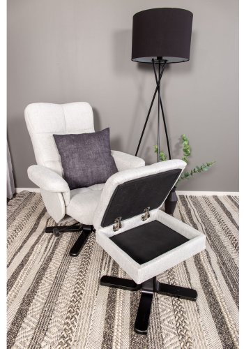 VENTURE DESIGN Sven recliner lnestol m. fodskammel - gr stof og sort metal