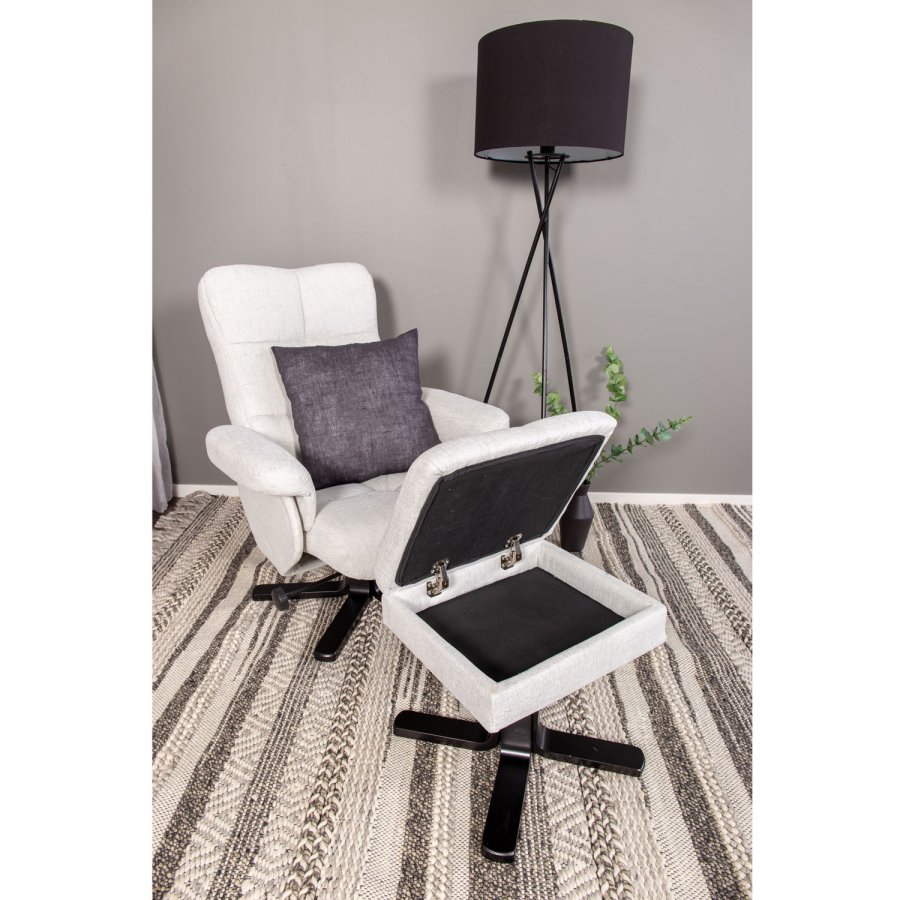 VENTURE DESIGN Sven recliner lnestol m. fodskammel - gr stof og sort metal