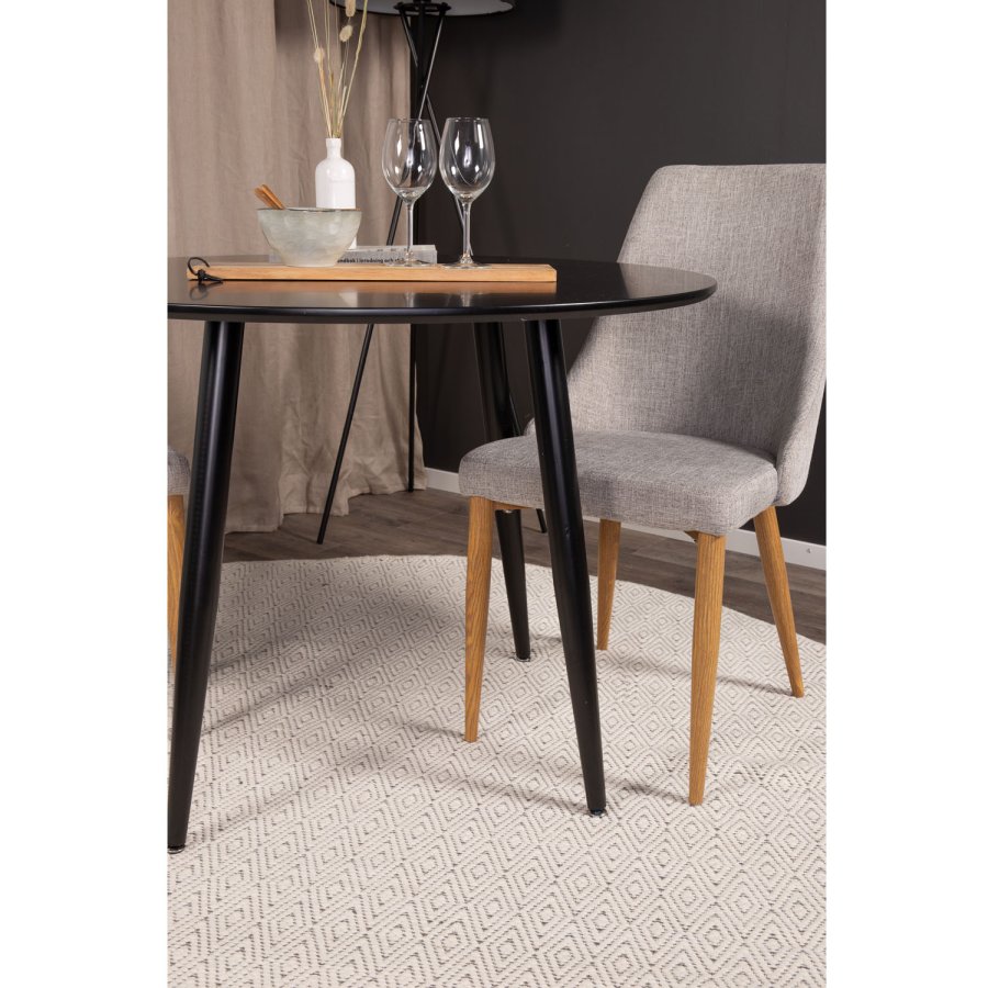 VENTURE DESIGN Leone spisebordsstol, m. armln - lysegr polyester og natur metal