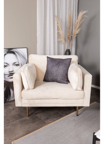 VENTURE DESIGN Boom lnestol, m. armln - creme stof og metal