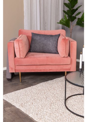 VENTURE DESIGN Boom lnestol, m. armln - rosa polyester og metal