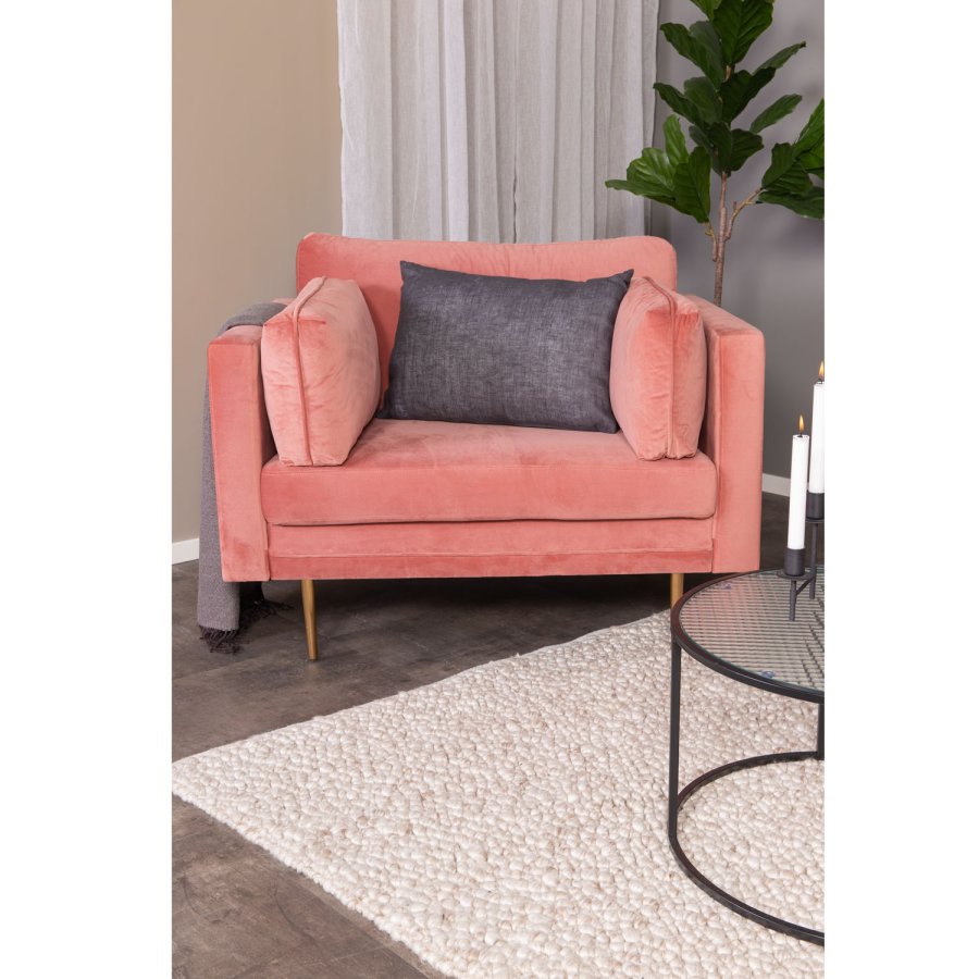 VENTURE DESIGN Boom lnestol, m. armln - rosa polyester og metal