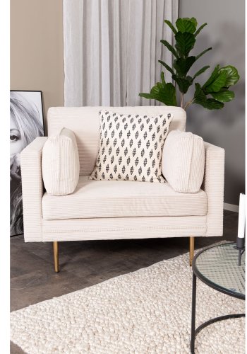 VENTURE DESIGN Boom lnestol, m. armln - beige polyester og metal