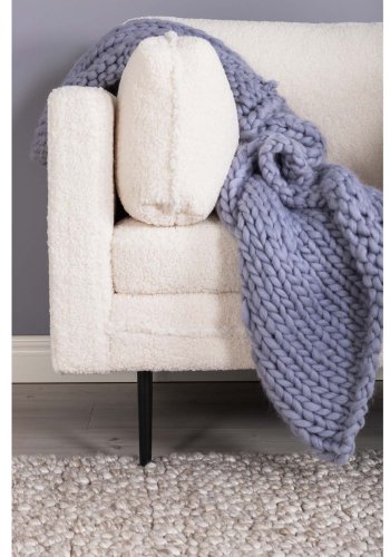 VENTURE DESIGN Boom lnestol - hvid bamsestof polyester og sort metal