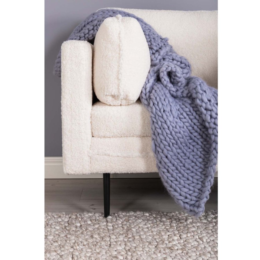 VENTURE DESIGN Boom lnestol - hvid bamsestof polyester og sort metal