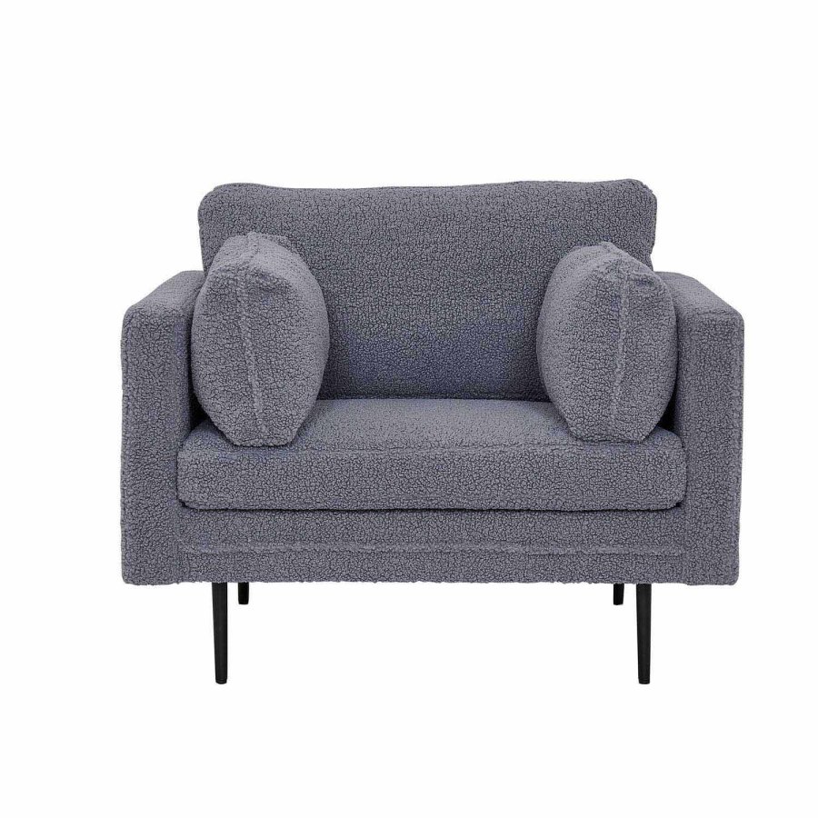 VENTURE DESIGN Boom lnestol - mrkegr bamsestof polyester og sort metal