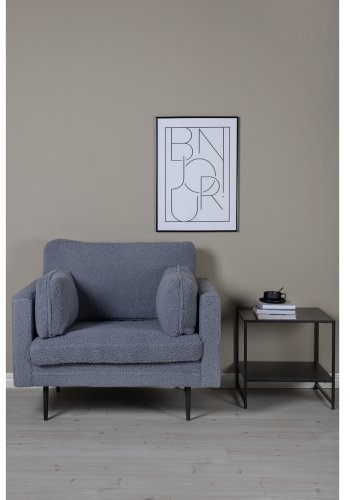 VENTURE DESIGN Boom lnestol - mrkegr bamsestof polyester og sort metal