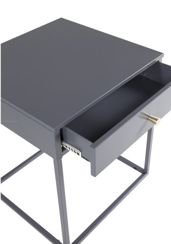 VENTURE DESIGN Bakal sengebord, m. 1 skuffe - lysegr stl (43x41)