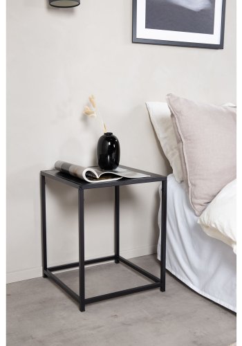 VENTURE DESIGN Staal sidebord, rektangulr - sort stl (38x37)